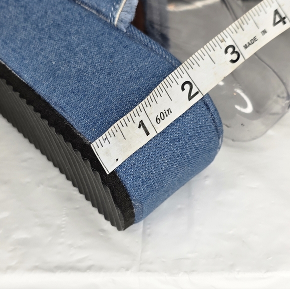 Summer Buckle Strap Denim Slip on Wedge Sandals, Women's Size 38/7.5US - Picture 8 of 9